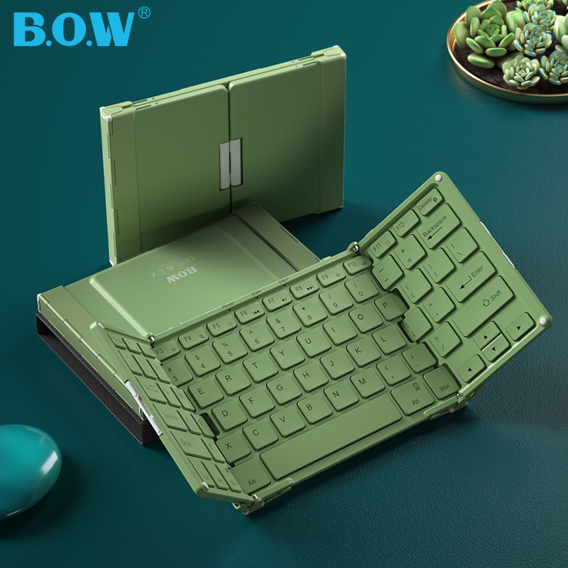 BOW 折叠无线蓝牙键盘静音便携有线双模式可连手机平板通用安卓苹果mac笔记本电脑办公