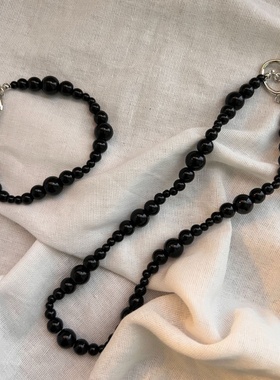 「黑珍珠」经典ins博主fever同款法式高级感小众黑珠珠项链锁骨链