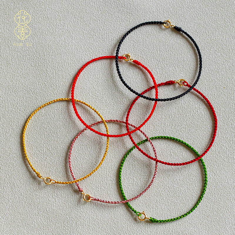 细款手绳编织手链金线多色手工编织绳DIY可穿珠叠戴饰品友谊红绳