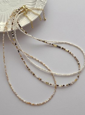小众设计2mm天然淡水贝壳珍珠项链女 日常百搭高级感个性锁骨链
