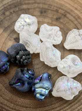 捷克珠立体海螺1个玻璃珠DIY手工饰品材料散珠配件进口材料珠绣