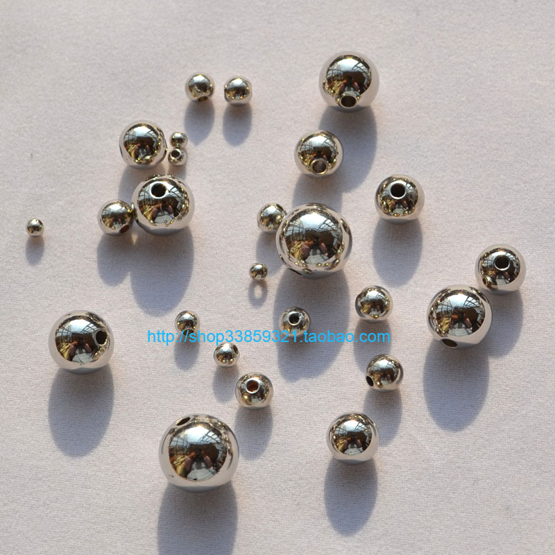 DIY饰品配件 串珠材料3-12MM电镀珠白K色亚克力珠隔珠 1份20克
