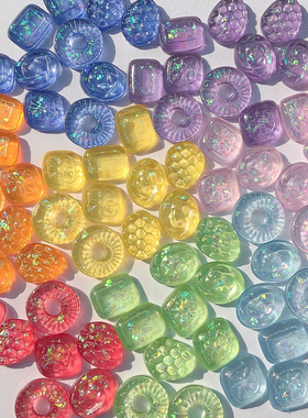 8个ins彩色几何葡萄水果硬糖树脂贴片DIY手工饰品耳环钉配件材料