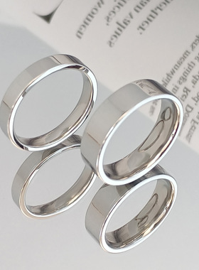 欧美新款时尚简约光面钛钢戒指刻字平面不锈钢情侣戒指女不掉色