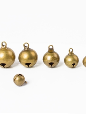 DIY饰品配件 纯铜茶色青铜圆形开口铃铛 手链钥匙扣挂件黄铜铃铛