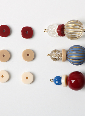 10个日系日本红白圆形扁珠隔珠隔片DIY手工饰品耳耳钉环配件材料