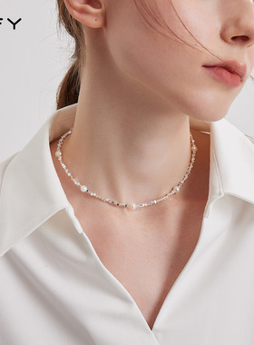 淡水珍珠碎银子项链女2024年新款轻奢小众设计高级锁骨链颈链配饰