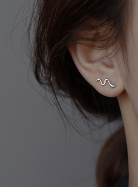 925纯银蛇耳钉女2024新款爆款高级个性小众独特设计感耳环耳饰品