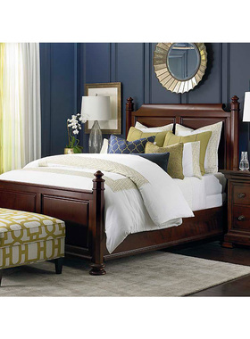 欧式古典美式复古宫廷实木柱床卧室床床头柜成套卧室家具全屋定制