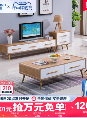 帕沙曼 茶几电视柜组合北欧小户型现代简约客厅公寓实木家具套装