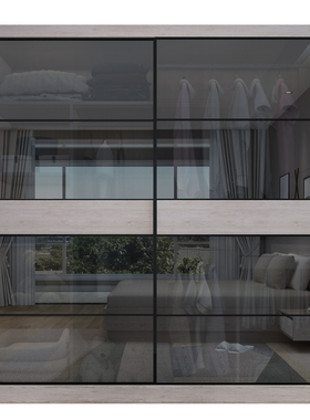 北2现代简约f柜式组装整体玻璃衣板卧室欧门3门全套家具组合套装