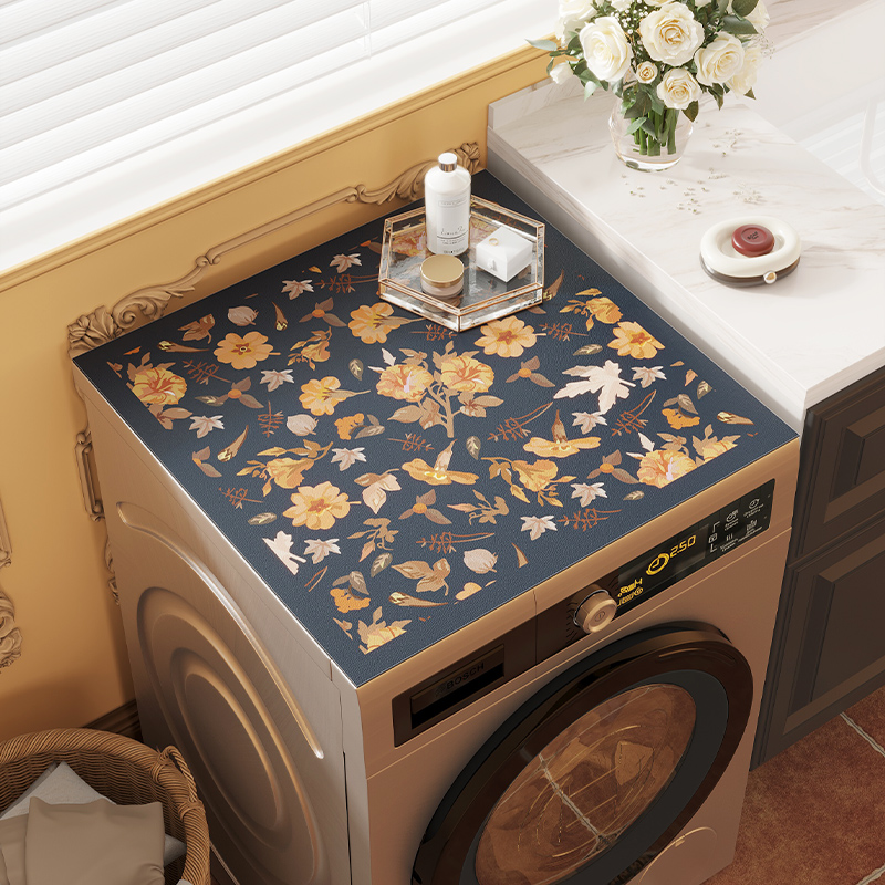 滚筒式洗衣机复古美式盖垫冰箱防尘罩套防晒轻奢床头柜垫子盖布巾