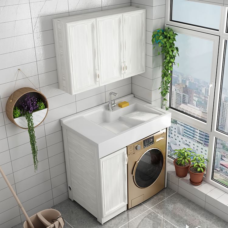 小户型阳台洗衣柜组合洗衣机伴侣柜一体台盆洗衣池带搓板洗手盆柜