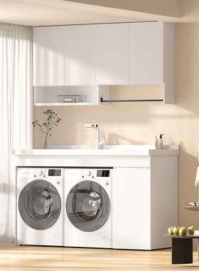 希尚全铝蜂窝双洗衣机一体柜阳台洗烘干机双机位洗衣柜台盆柜定制