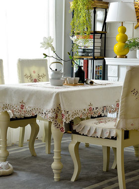桌布布艺餐桌布家用椅垫套装茶几布餐桌椅子套罩台布棉麻小清新