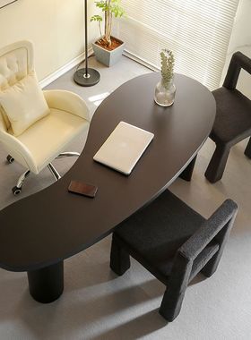 北欧设计师会议桌实木办公桌简约现代异形老板桌不规则电脑桌书桌