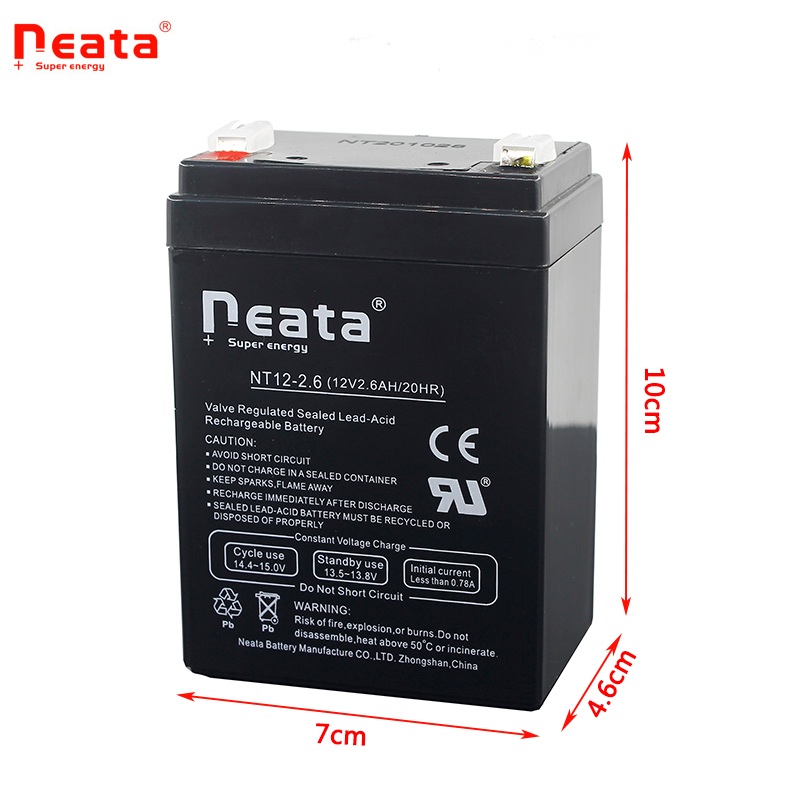 Neata能特蓄电池NT12-2.6电梯对讲机音响用电瓶消防12V2.6AH/20HR