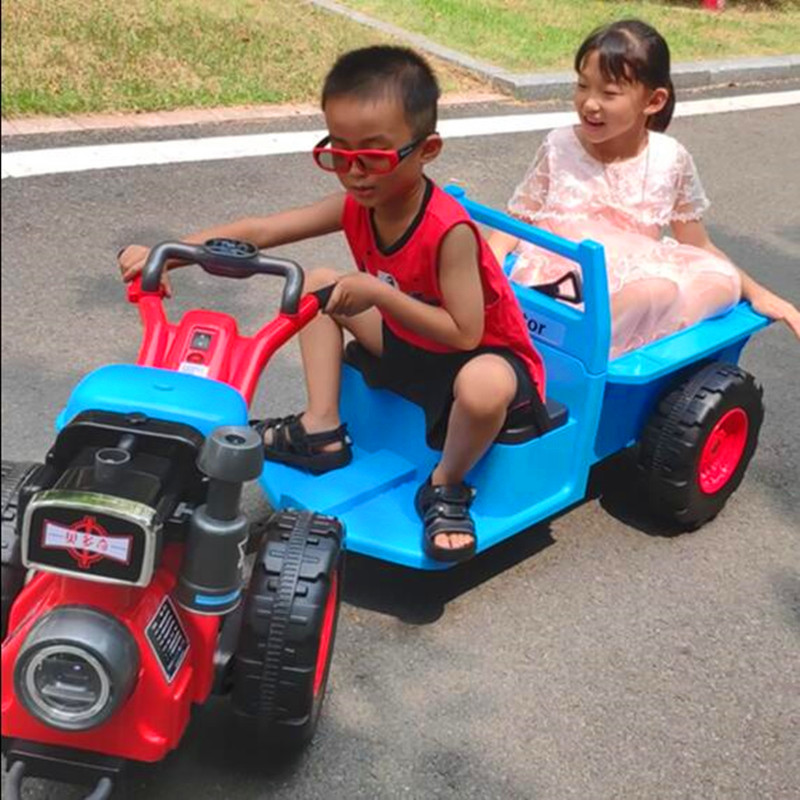 儿童电动手扶拖拉机玩具车可坐人四轮双人童车男女孩子充电2-7岁
