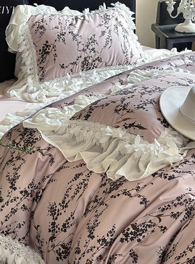 春夏2024新款100S天丝长绒棉床单四件套法式公主风被套罩床上用品