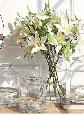 简约现代玻璃花瓶透明插花客厅餐桌花器客厅水培瓶北欧装饰插花瓶