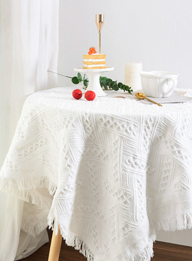 北欧茶几垫桌布INS风白色床头柜布罩长方桌圆桌台布防尘盖布桌垫
