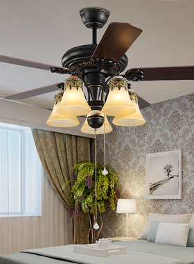 美式餐厅吊扇灯欧式客厅卧室风扇灯电扇灯具电风扇灯带风扇的吊灯