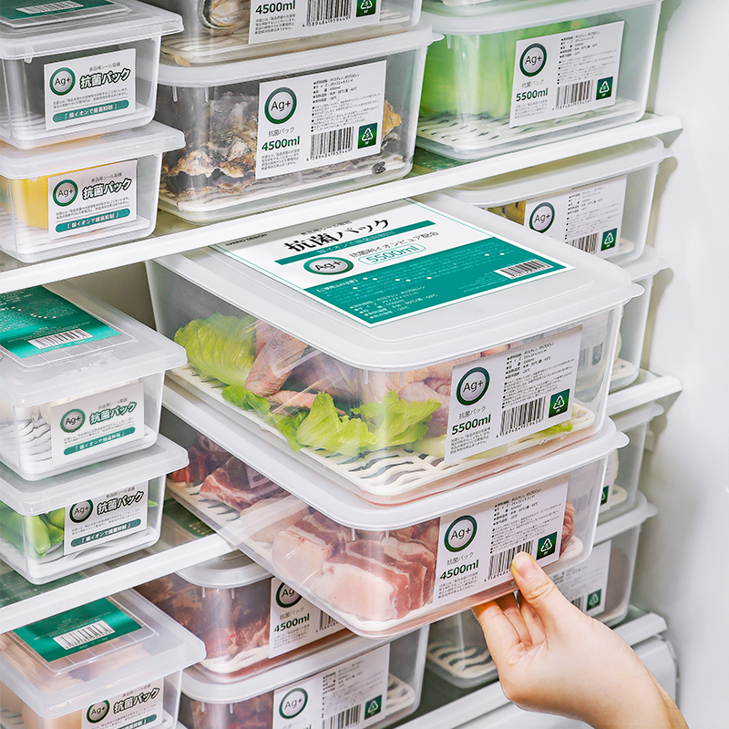 日本冰箱冷藏冷冻盒食品级肉类抗菌保鲜盒食物专用收纳盒整理神器