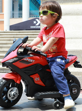 儿童电动摩托车三轮车男女宝宝电瓶童车小孩充电大号玩具车可坐人