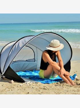 新款沙滩帐篷防晒遮阳全自动户外速开可折叠钓鱼双人帐篷可