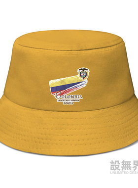 国家国旗哥伦比亚波哥大标志渔夫帽男女帽子户外遮阳帽夏设 无界
