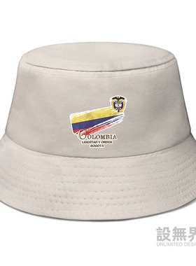 国家国旗哥伦比亚波哥大标志渔夫帽男女帽子户外遮阳帽夏设 无界