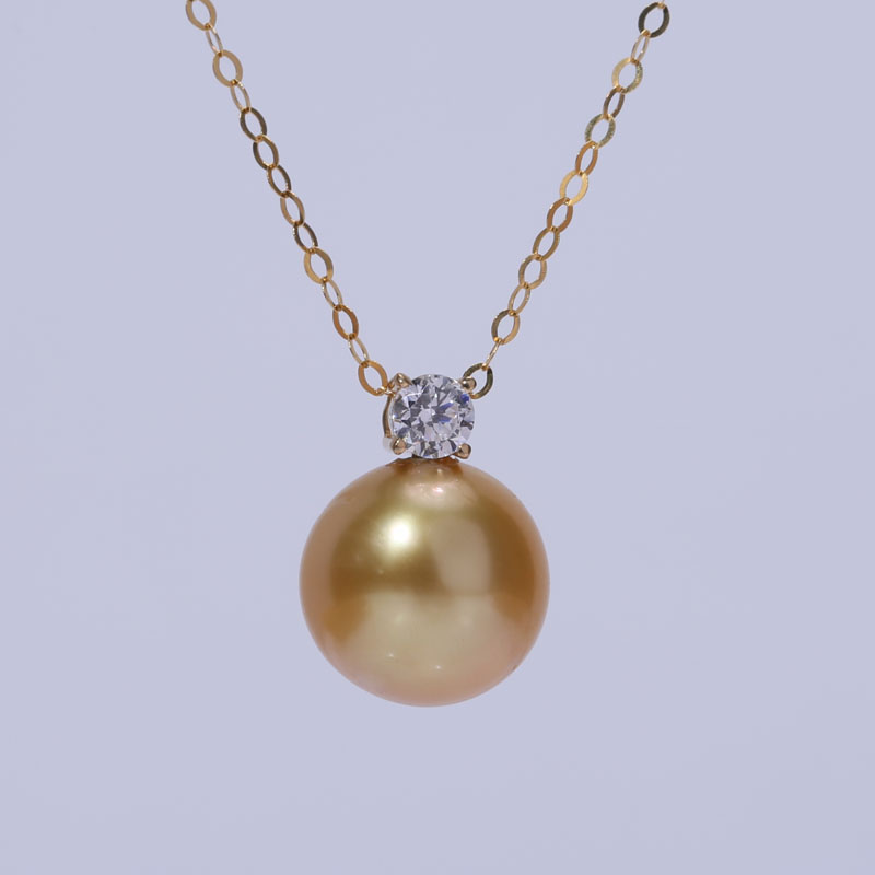 DIY手工制作珍珠饰品au750王妃单锆吊坠不含珍珠 g18k项坠配件