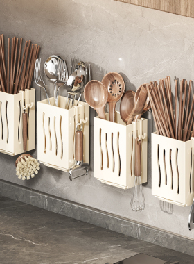 筷子收纳盒厨房筷子笼壁挂式筷篓家用勺子筷子筒筷子搂沥水置物架