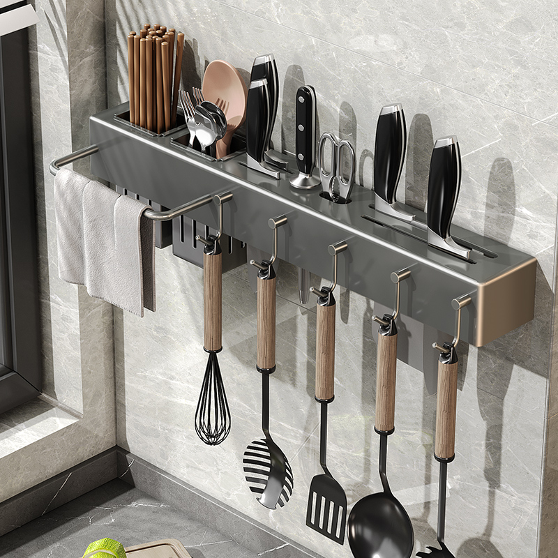 刀架筷笼一体厨房多功能置物架刀具收纳架菜刀筷子筒壁挂式免打孔