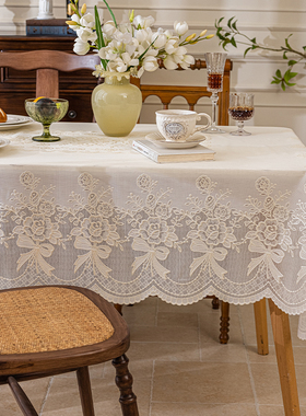 高级感桌布防水防油免洗防烫长方形餐桌布茶几垫台布家用蕾丝轻奢