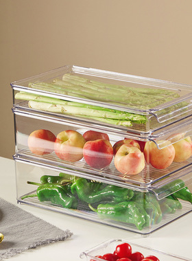 冰箱收纳冷冻盒家用食品保鲜分隔抽屉式整理蔬菜分类储物盒