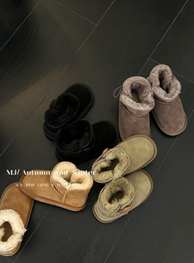 MJ韩国童鞋冬季新款儿童加绒雪地靴防滑软底小童一脚蹬金典色百搭