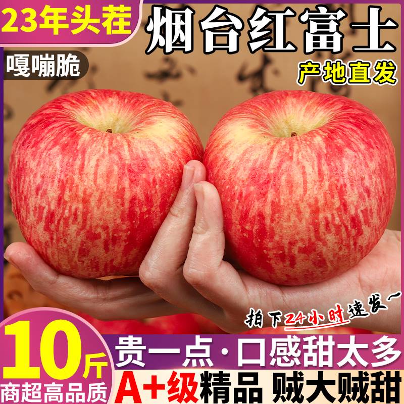 山东烟台红富士苹果10斤新鲜水果整箱栖霞冰糖心丑平果整箱包邮甜