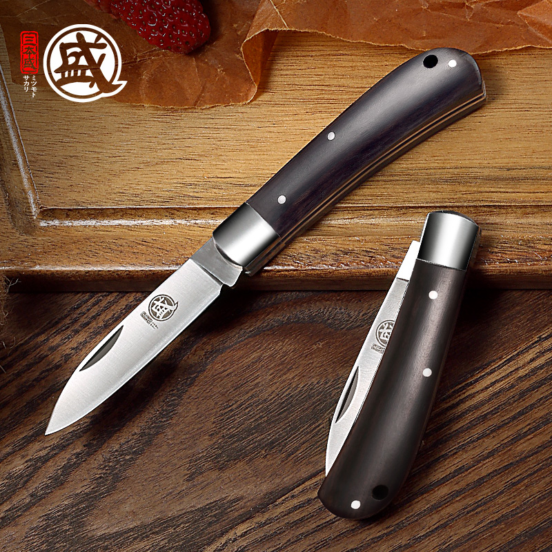 日本三本盛进口水果刀折叠刀小刀削皮刀家用折刀锋利刀具可户外