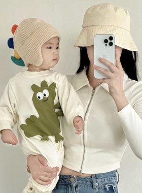 婴儿帽子冬季可爱恐龙造型小童护耳帽秋冬天男宝宝保暖防风毛线帽