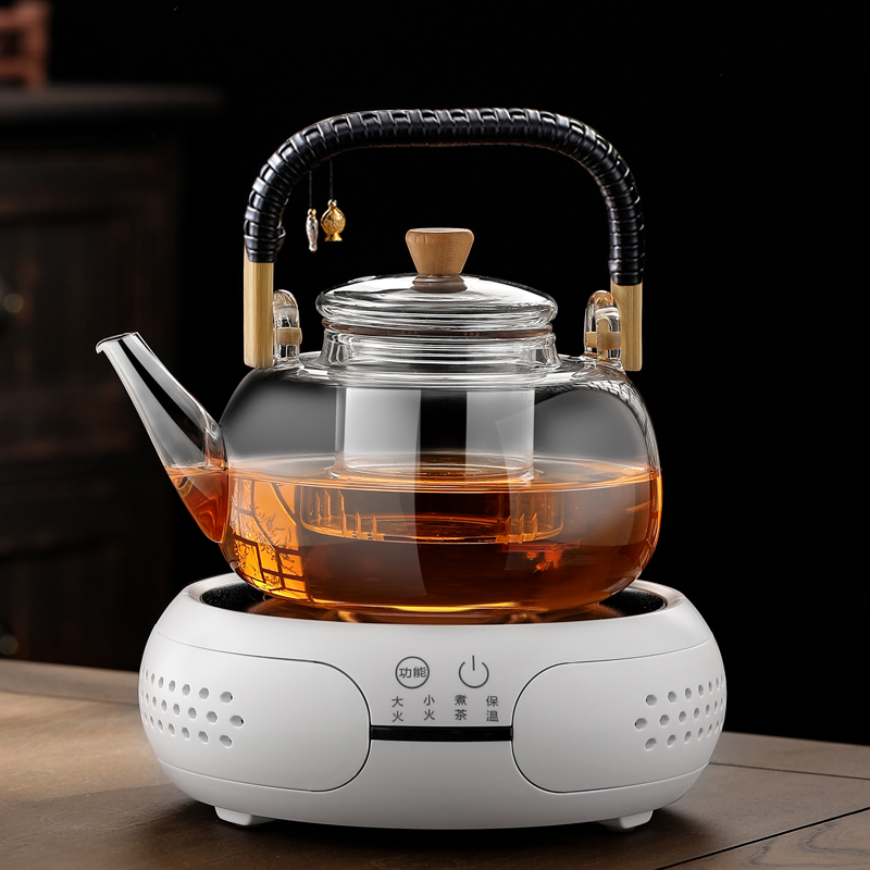 煮茶器蒸汽玻璃提梁蒸煮茶壶套装耐高温烧水泡茶壶全自动电陶炉