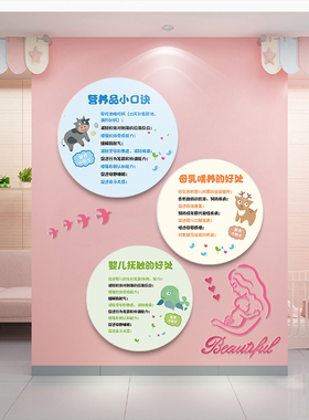 母婴室店内装饰品布置宝宝营养产康哺乳学校月子中心医院墙面贴画