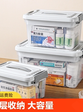 多层医药箱家庭透明家用大容量药品收纳盒大号医疗急救收纳小药箱