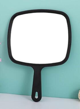 特大号高清化妆镜方形手柄镜圆形可携式手持镜美容院发廊镜子化妆