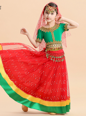儿童演出服印度舞蹈新款六一舞台表演合唱服异域风情民族风大摆裙