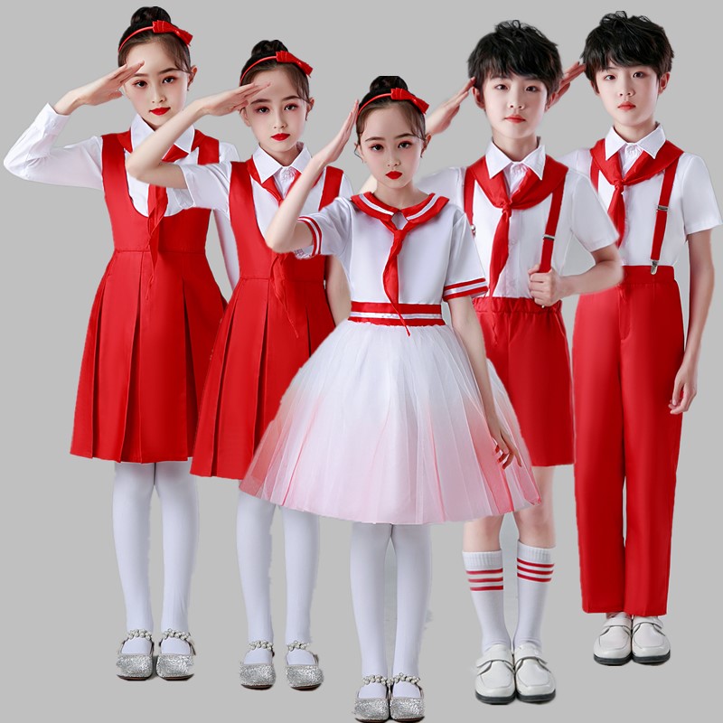 六一儿童合唱演出服男女红领巾合唱团中小学生诗歌朗诵集体舞蹈服