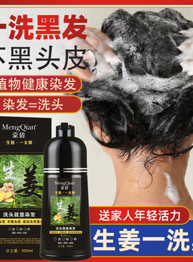 一洗黑一支黑清水纯自然黑色植物正品洗发水染发剂膏女自己在家染