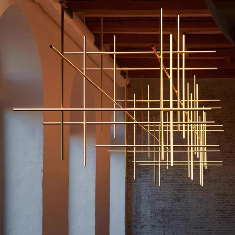 意大利设计师flos组合线条吊灯极简挑空别墅客厅餐厅楼梯间装饰灯