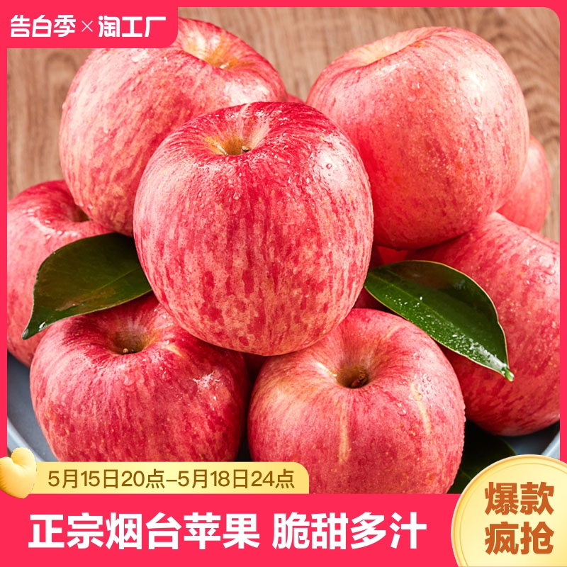 正宗山东烟台苹果水果栖霞红富士苹果脆甜新鲜当季整箱10斤生鲜果