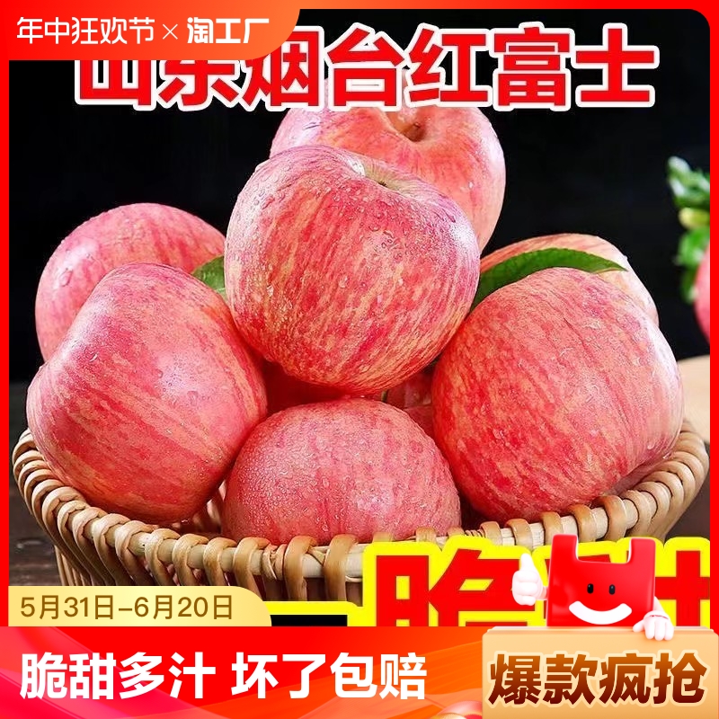 正宗山东烟台苹果脆甜冰糖心红富士苹果水果新鲜当季10斤平果5斤